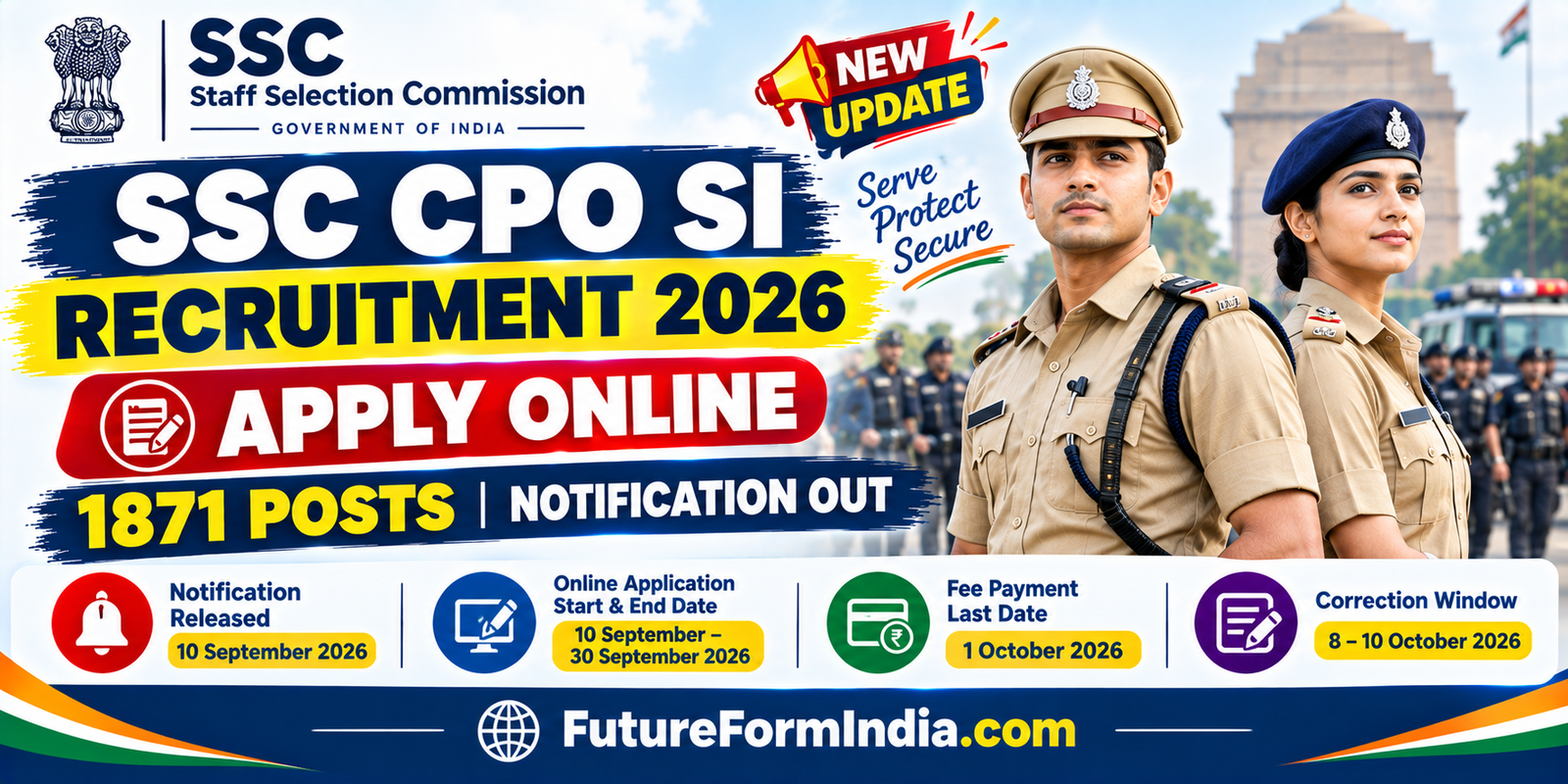 SSC CPO SI Recruitment 2026 – Apply Online for 1871 Posts, Notification